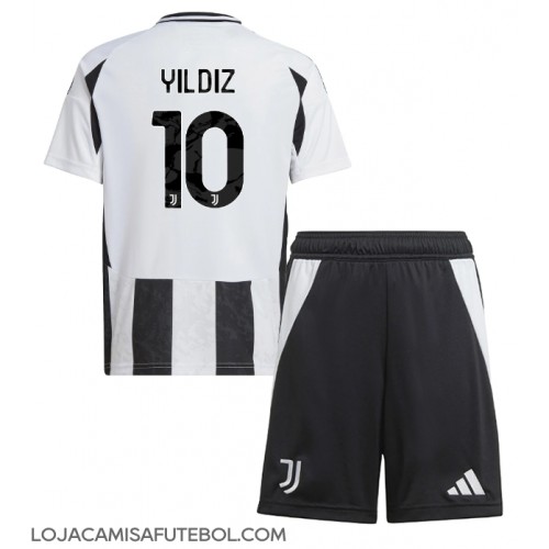 Camisa de Futebol Juventus Kenan Yildiz #10 Equipamento Principal Infantil 2024-25 Manga Curta (+ Calças curtas)